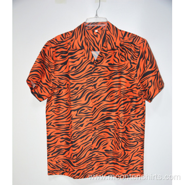 Wholesale Print Polyester Tiger Stripes Men's Casual Shirts